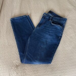 Men's Dark Blue Denim Jeans - Classic Athletic Tapered